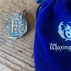 Waxing Poetic Sterling Silver Square Insignia “F” Charm